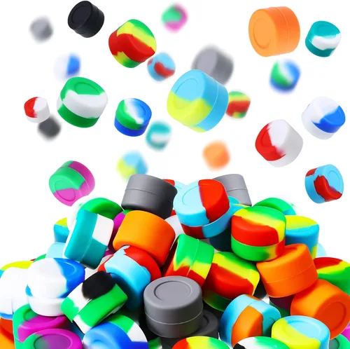 Outus 200 recipientes de cera de silicona de 0.1 fl oz antiadherentes, recipientes de cera de silicona, tarros de almacenamiento multiusos, botellas