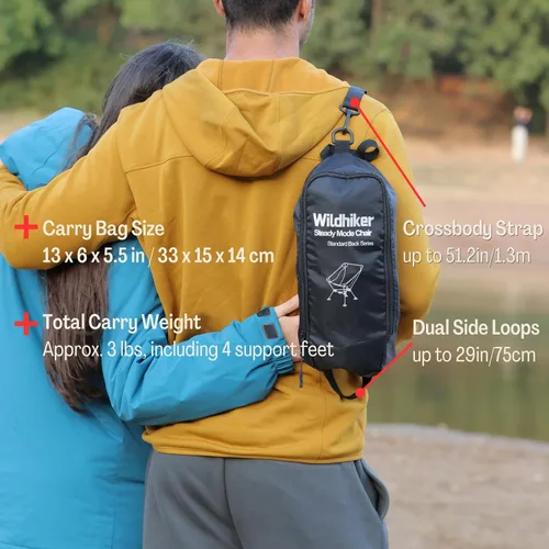 Miniatura 4 de Wildhiker Silla de mochilero ultraligera – Sillas de camping compactas para adultos con bolsa, pesa 2.8 libras con pies grandes que no se hunden
