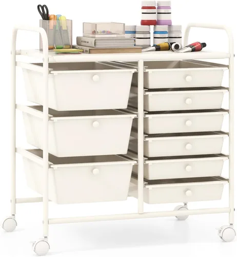 Miniatura 32 de Giantex - Carro rodante con 10 cajones, organizadores para aulas, carro de almacenamiento con ruedas, para suministros de oficina, hogar, escuela