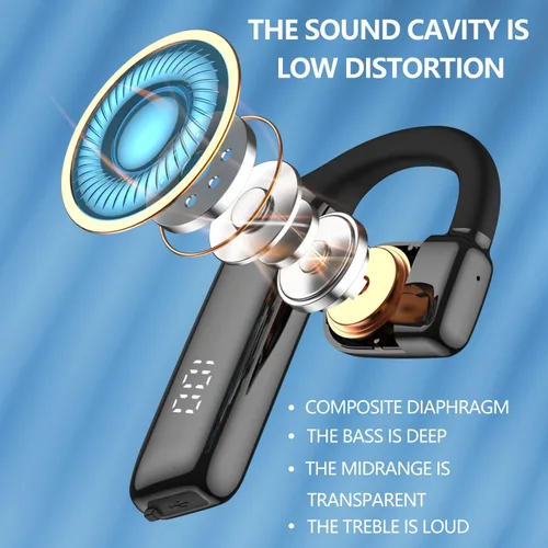 Miniatura 6 de Auricular Bluetooth V5.3 Auricular Bluetooth de un solo oído, con cancelación de ruido y compatible con micrófono, tiempo de conversación de 30