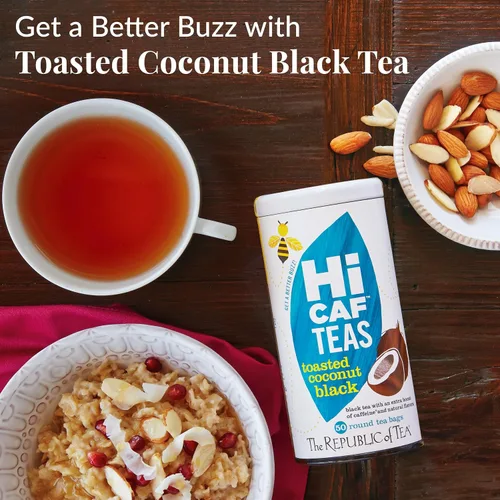 Miniatura 3 de The Republic of Tea HiCAF Té negro de coco tostado, 50 bolsitas de té, alto en cafeína