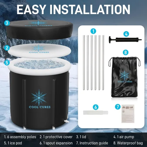 Miniatura 3 de Bañera de hielo portátil XL – Tina de hielo de 105 galones para atletas, recuperación y terapia de frío/calor – Fácil instalación de inmersión fría