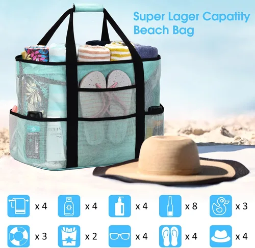 Miniatura 4 de oscaurt Bolsa de playa extra grande para mujer, impermeable, a prueba de arena, bolsa de playa de malla, bolsa de viaje para piscina