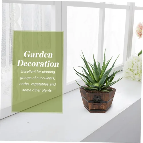 Miniatura 7 de Yardwe Jardinera de madera de madera, 1 unidad, maceta de madera maciza, maceta de madera para vivero