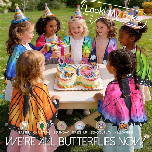 Miniatura 3 de iROLEWIN Alas de mariposa para niñas pequeñas a granel para niñas, alas de disfraces de hadas, juguetes de mariposa, regalos de fiesta, regalos