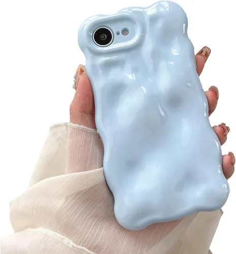 Miniatura 78 de XIZYO Funda para iPhone 13 de 6.1 pulgadas, bonito patrón de ondas, estético, 3D, rizado, ondulado, chapado en purpurina, para mujeres y niñas, Azul