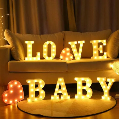 Miniatura 5 de anso Letras LED del alfabeto con números iluminados, letras de plástico blanco, decoración de pie de la A a la Z 0 ~ 9 (rosa corazón)