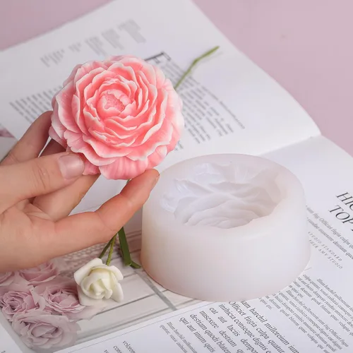Miniatura 6 de 2 moldes de silicona para velas de flores de peonía y rosas para velas, jabón, resina y arcilla