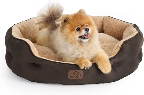 Miniatura 10 de Bedsure Camas refrescantes para perros pequeños, camas redondas para gatos de interior, cama lavable para cachorros y gatitos con parte inferior Azul