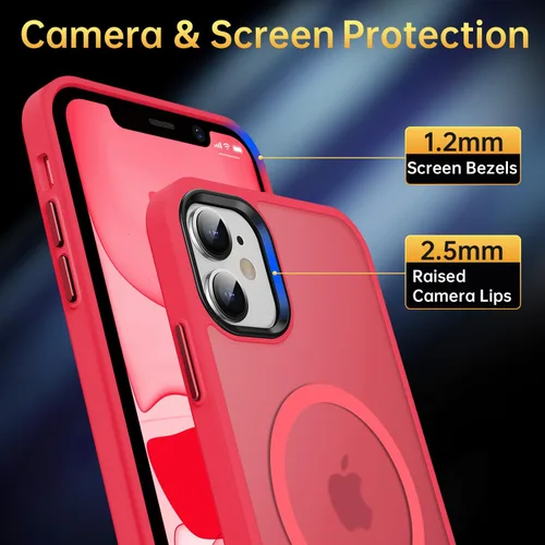 Miniatura 4 de Funda magnética para iPhone 11, [probada en caídas de grado militar] [compatible con MagSafe] a prueba de golpes, translúcida y dura, suave funda