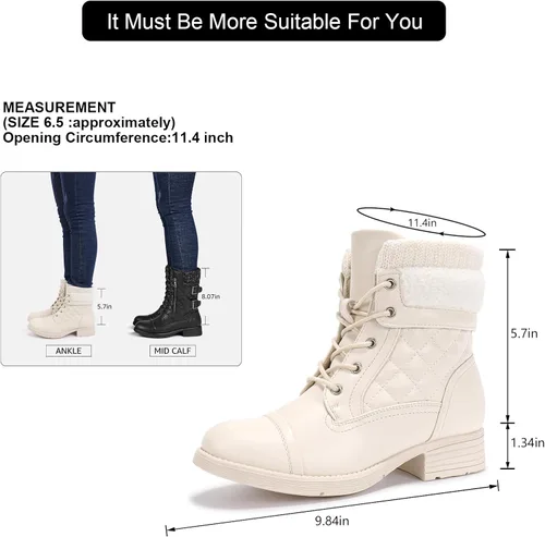 Miniatura 39 de STQ Botas de combate con cordones para mujer