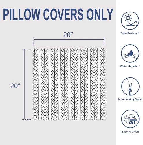Miniatura 602 de Juego de 2 almohadas para exteriores de 16 x 16 pulgadas, repelentes al agua con interiores, para muebles de patio, hogar, jardín, geometría bohemia