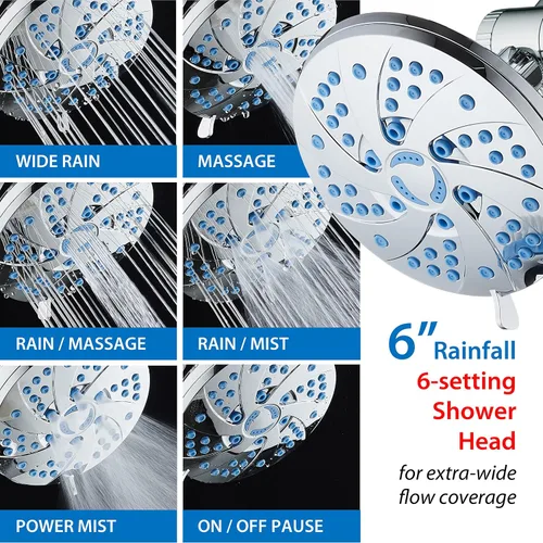 Miniatura 9 de Aquassage 5 en 1 de AquaCare - Cabezal de ducha de alta presión de 76 modos, combinado, ducha de mano, cepillo corporal y cepillo de pelo en uno.