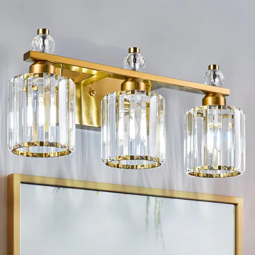 Miniatura 42 de Luces de Tocador de Baño de 3 Luces, Placado Negro, Modernas Luces de Tocador de Cristal para Baño, Luces de Tocador de Cristal para Usar Sobre