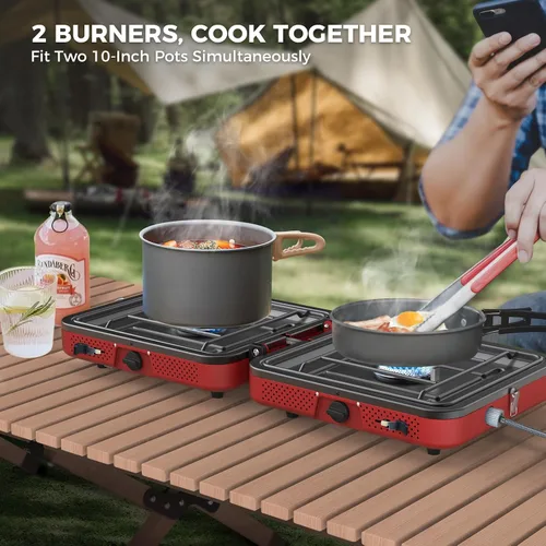 Miniatura 3 de Estufa de camping plegable CAMPLUX FoldGo, 7500 BTU, estufa portátil de gas butano, estufa plegable con cassette con bolsa de transporte y quemador
