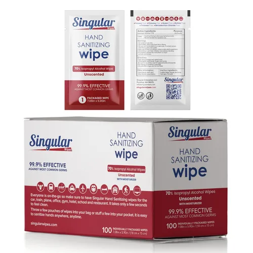 Miniatura 10 de Singular Wipes - Toallitas desinfectantes para manos, tamaño de viaje, 30 unidades envueltas individualmente, aroma cítrico fresco, hidratante