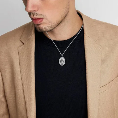 Miniatura 4 de Collar de plata de ley 925 con medalla de San Patrón, colgante de protección católica, amuleto, joyería religiosa para hombres y mujeres