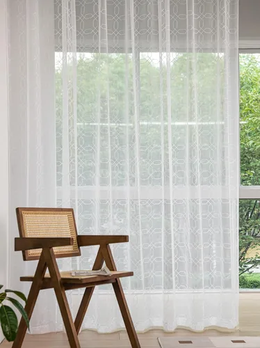 Miniatura 16 de Cortinas semitransparentes para ventanas de 50 pulgadas de largo, 52 pulgadas de ancho, juego de 2 paneles de cortinas traslúcidas, bolsillo