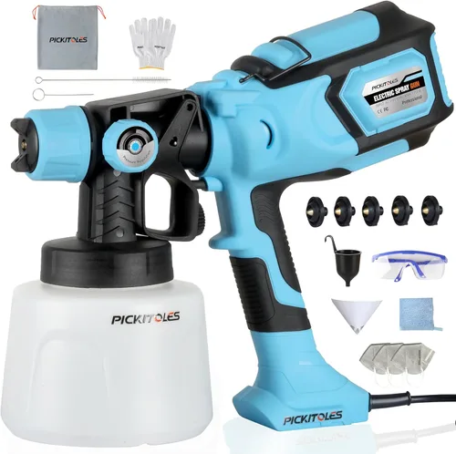 Miniatura 9 de Pulverizador de pintura HVLP de 1000 W, pistola eléctrica de alta eficiencia con 6 boquillas, patrones variables de flujo ajustable, contenedor