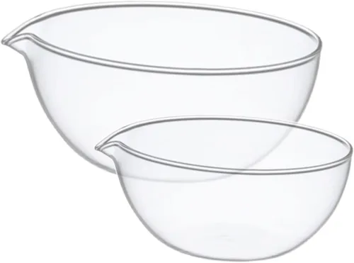 TIDTALEO 2 cuencos de salsa de vidrio tazón de fruta fresca recipiente de fruta tazón de mezcla de cerámica cuencos de mezcla con boquilla de verter