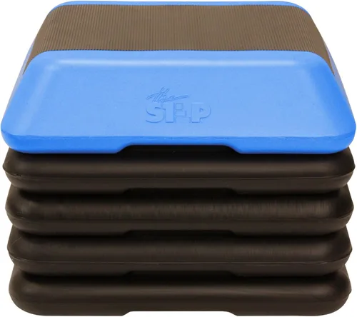 Miniatura 4 de The Step Plataforma aeróbica ajustable de paso alto con 4 elevadores, equipo de entrenamiento de gimnasio en casa, equipo de ejercicio de fitness