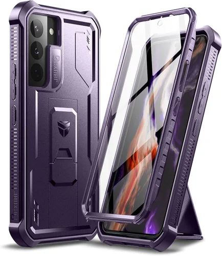 Miniatura 11 de Dexnor Funda para Samsung Galaxy S22, [Protector de pantalla y soporte integrados] Protección de grado militar resistente de servicio pesado a Negro