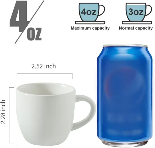 Miniatura 2 de HASENSE Juego de 6 tazas y platillos de espresso de 3 onzas, tazas Demitasse con asa para bebidas de café, café con leche, capuchino, café moca