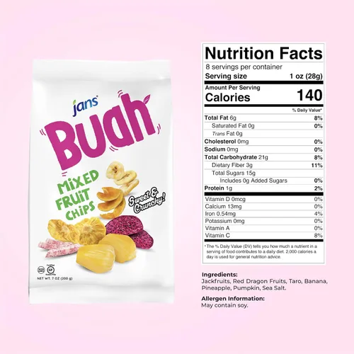 Miniatura 2 de Jans Buah Chips de frutas secas: experimenta frutas mixtas secas reales, sin gluten, dulces y crujientes, listas para comer, perfectas