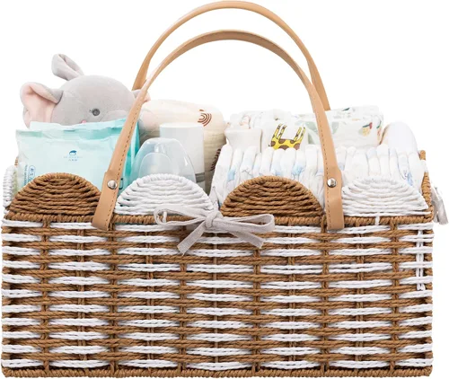 Miniatura 11 de HBlife - Organizador grande de pañales para bebé, cestas de almacenamiento de papel y cuerda para guardería con divisor extraíble, organizador