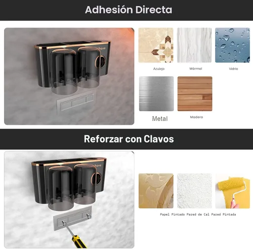 Miniatura 4 de iHave Portacepillos de dientes, accesorios de baño con dispensador de pasta de dientes, 2 tazas soporte para cepillos de dientes, decoración de baño