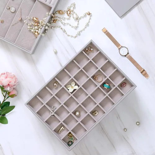 Miniatura 3 de Vlando - Bandeja apilable para joyas, multiusos, almacenamiento y organizador para aretes, collares, pulseras, anillos.