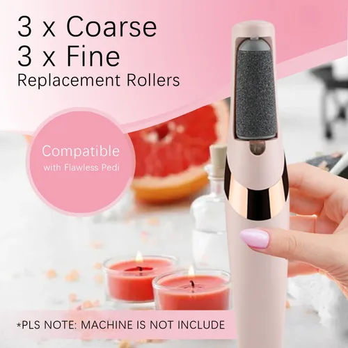 Miniatura 2 de Paquete de 6 rodillos de repuesto compatibles con Finishing Touch Flawless Pedi lima de herramientas eléctricas incluye un cepillo de limpieza