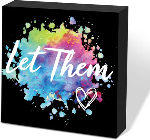 Miniatura 21 de Letrero de caja de madera Let Them de 5 x 5 pulgadas, letrero de escritorio estilo granja Boss Lady decoración de cubículo de oficina, accesorios
