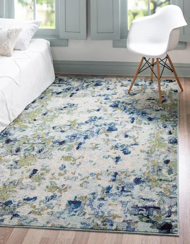 Miniatura 20 de Unique Loom Chromatic Collection Alfombra de Área - Champagne (2' 2" x 6' Runner, Azul Claro/Azul)