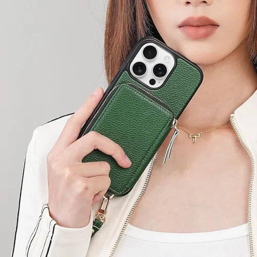 Miniatura 4 de ZVE funda tipo cartera bandolera para iPhone 13 Pro Max (6.7 pulgadas) y tarjetero con cremallera e interferencia de radiofrecuencia, monedero