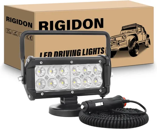 Miniatura 10 de RIGIDON Luz de trabajo LED de 4 pulgadas y 48 W con base magnética, luz cuadrada impermeable, 12 V, 24 V, iluminación todoterreno, luces antiniebla