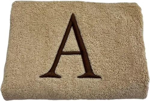 Miniatura 5 de Toalla de mano con inicial beige para baño, toalla bordada decorativa de calidad de hotel de lujo con monograma para tocador, spa, certificado