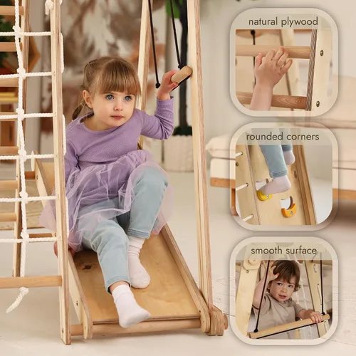 Miniatura 7 de Goodevas Improves 9-in-1 Indoor Climbing Frame for Kids, Montessori Climbing Frame with Slide, Swing, Climbing Wall, Climbing Triangle - Playground