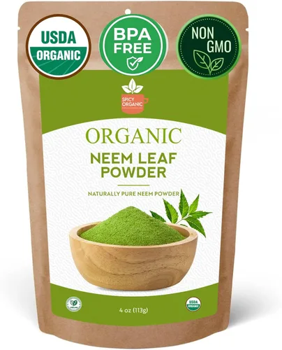 Miniatura 10 de SPICY ORGANIC Polvo de neem – 16 onzas – Certificado USDA orgánico – Sin OMG – Polvo de hojas de neem secas frescas para cabello y piel saludables