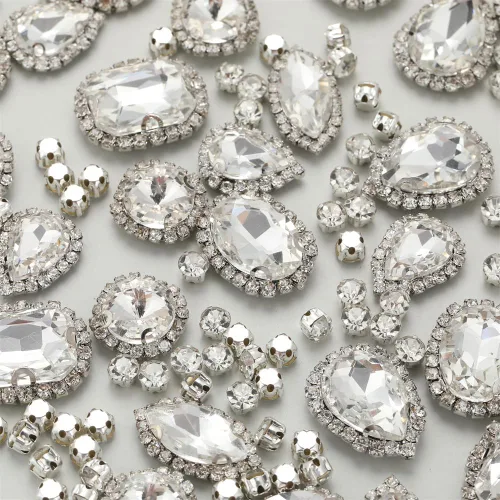 Miniatura 15 de Diamantes de imitación dorados, Choupee Diamantes de imitación para coser, Gemas de vidrio para coser, Joyas para ropa, manualidades de ropa, Garra
