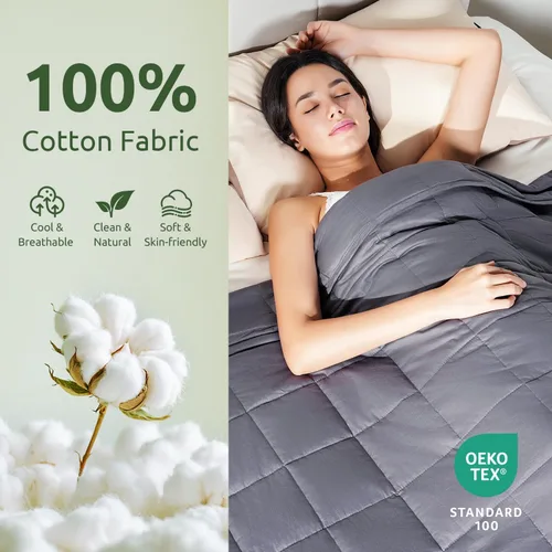 Miniatura 3 de Sivio Manta con peso para adultos, 100% algodón, 60 x 80 pulgadas, tamaño Queen, 20 libras, manta pesada de verano refrescante para dormir, mantas