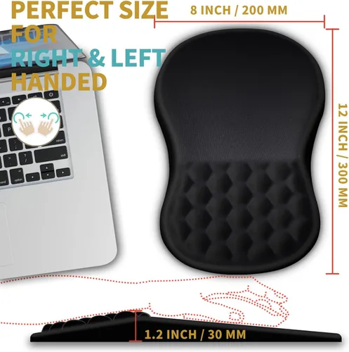 Miniatura 4 de Hokafenle Alfombrilla ergonómica para ratón con soporte para muñeca con diseño de masaje, reposamuñecas para aliviar el dolor con espuma con memoria