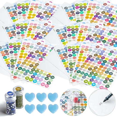 Etiquetas de Pintura de Diamante como Accesorios de Pintura de Diamante para Almacenamiento de Arte de Cuentas, 447 Etiquetas Adhesivas de Números