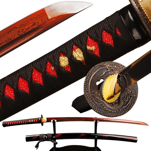 Miniatura 8 de 41 inch Handmade Japanese Samurai Katana Sword Full Tang for Man Gift Cosplay Decoration Self Defense