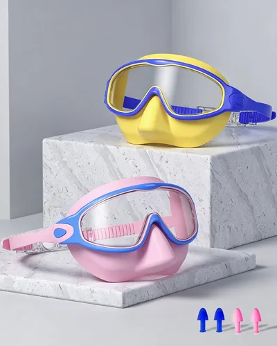 Miniatura 7 de Gafas de natación para niños de 3 a 15 años con tapones para los oídos, marco grande, gafas de natación antivaho/UV para niños, niñas y bebés, 2