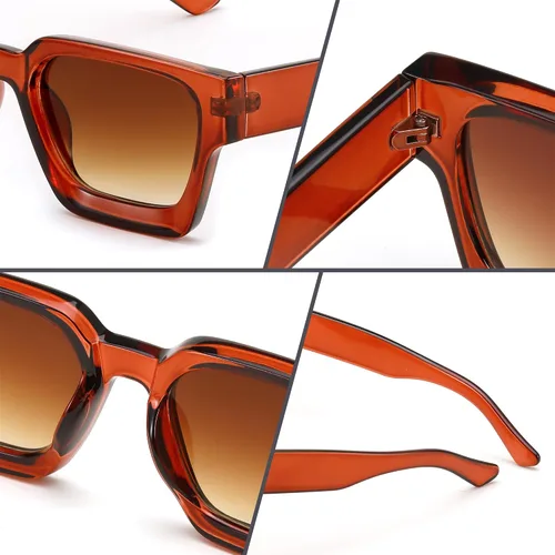 Miniatura 129 de FEISEDY Gafas de sol cuadradas retro de los años 90 para mujeres y hombres, gafas de sol rectangulares gruesas de moda con protección UV400 B2385