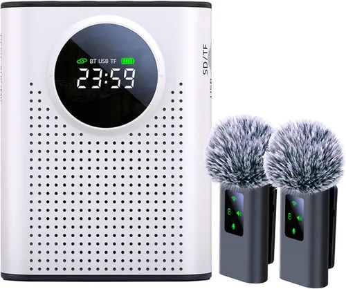Miniatura 11 de S67 amplificador de voz recargable micrófono inalámbrico para profesores aula, mini solapa Lavalier micrófono clip magnético, altavoz Bluetooth