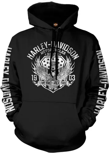 Harley-Davidson Military - Sudadera con capucha para hombre, diseño gráfico negro, collage militar, épico, Negro -