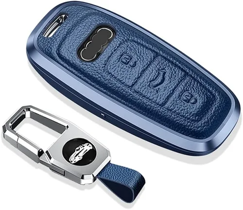 Miniatura 10 de SANRILY Funda de llave para Audi 2020 2021 de cuero de metal, Negro