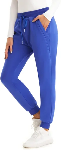 Miniatura 19 de MOUEEY Pantalones deportivos súper cálidos con forro de sherpa para mujer, pantalones deportivos de forro polar con bolsillos con cremallera